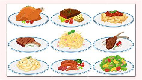 Ilustración de diferentes tipos de comida disponibles en Glovo