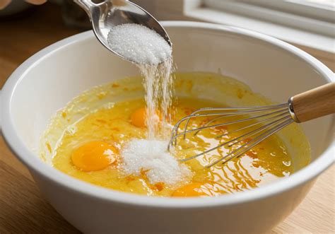 Mezcla de huevos y azúcar para bizcocho