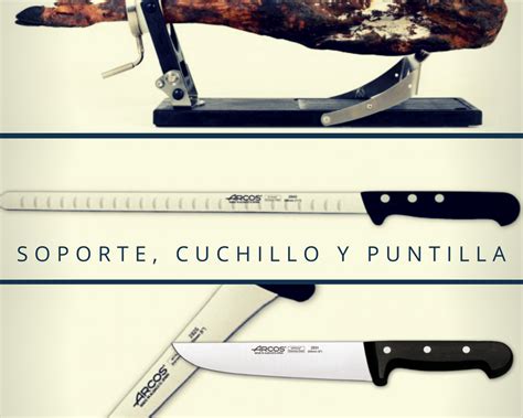 Colección de cuchillos y herramientas para el corte y deshuesado de jamón
