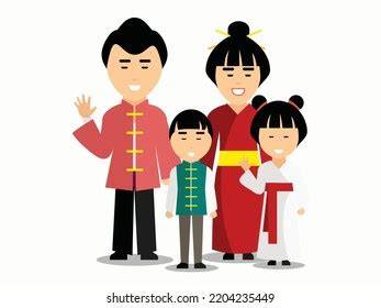 Ilustración de una familia china en Andalucía