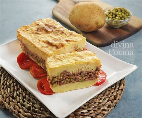 Pastel de carne con puré de patatas gratinado
