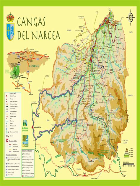 Mapa de Asturias destacando Cangas del Narcea