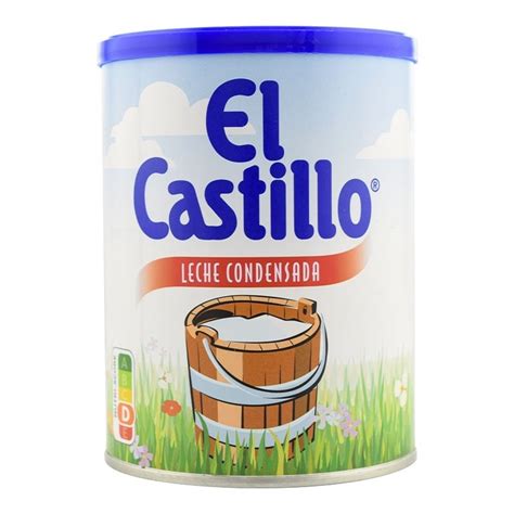 Envase de leche condensada El Castillo con información de ingredientes