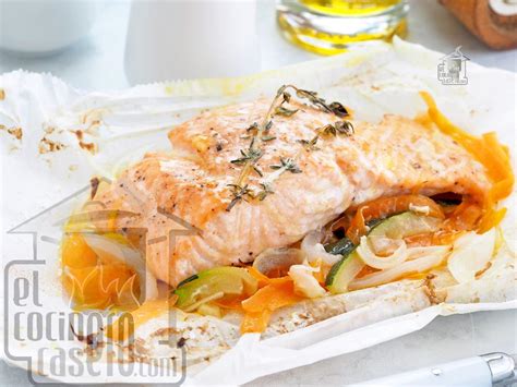 Salmón al papillote listo para servir