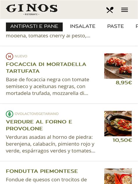 Infografía: Rangos de precios de Ginos por tipo de plato