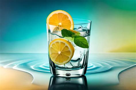 Vaso de agua de berenjena con rodajas de limón