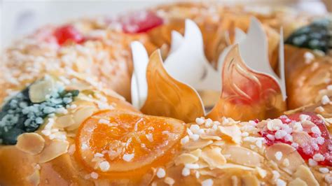 Detalle de un roscón de reyes