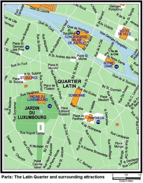 Mapa de las mejores creperías en el Barrio Latino de París