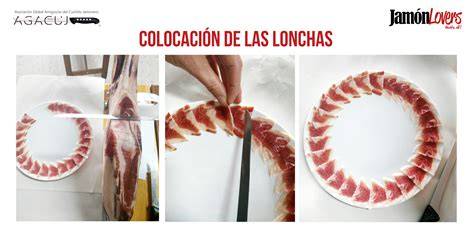 Detalle del corte de lonchas finas de paletilla
