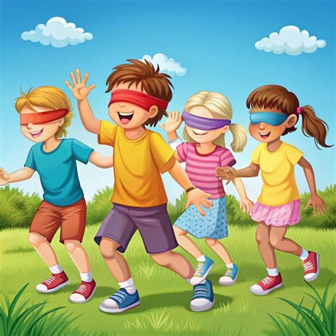 Niños con los ojos vendados intentando romper un puchero de barro en una plaza