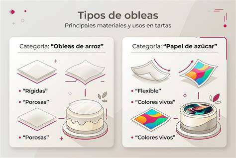 Diferentes métodos de aplicación de obleas en tartas