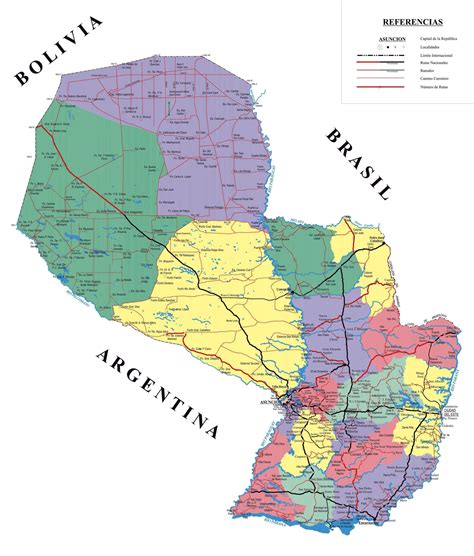 Mapa de Paraguay mostrando las principales zonas de cultivo de legumbres