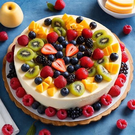 Frutas frescas variadas en una tarta
