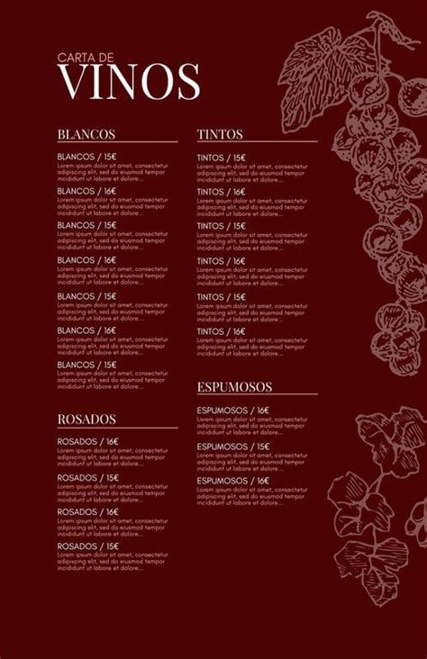 Selección de vinos de la carta