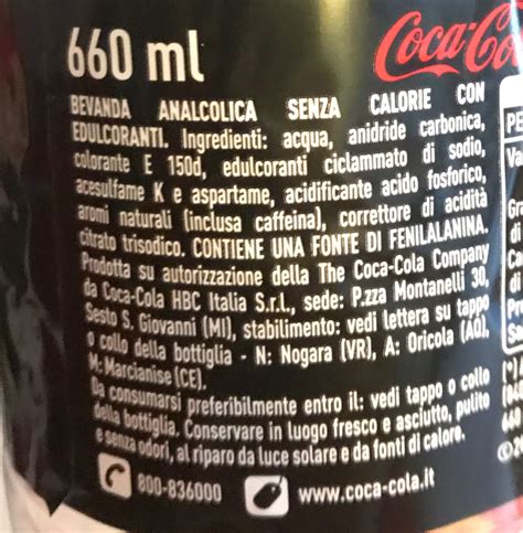 Ingredientes de la Coca-Cola Zero