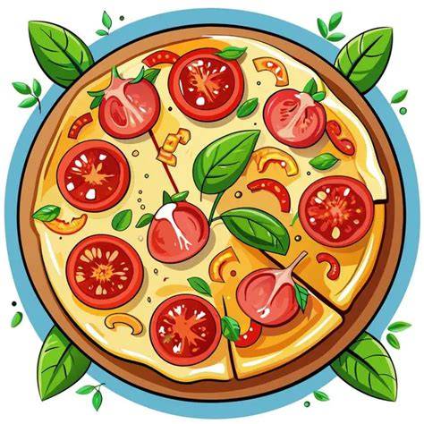 Ilustración de una pizza saludable con ingredientes frescos