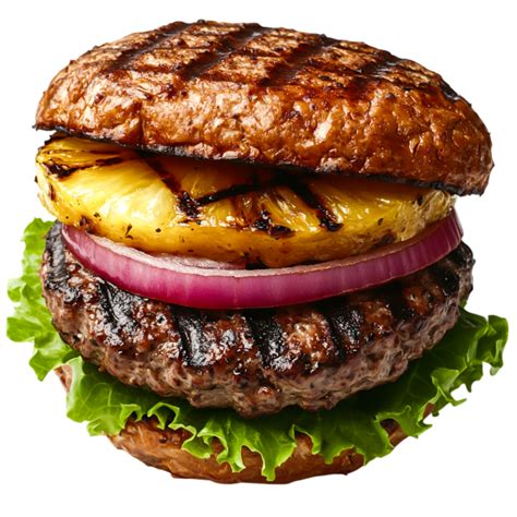 Imagen de una hamburguesa colombiana con piña a la parrilla