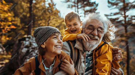 Abuelos sonriendo mientras juegan con sus nietos