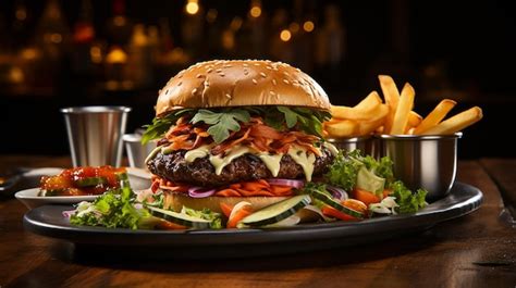Hamburguesa gourmet servida