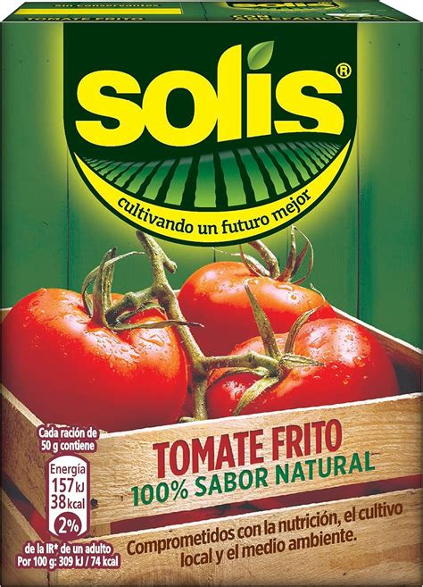 Envase de tomate frito Solís con etiqueta visible