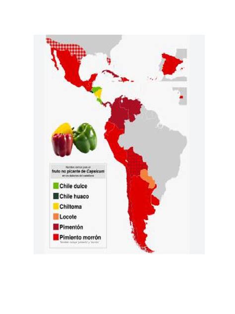 Mapa de origen de los pimientos
