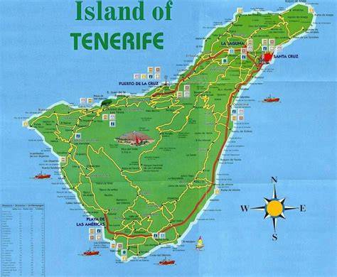 Mapa de Tenerife con las ubicaciones de las pizzerías mencionadas