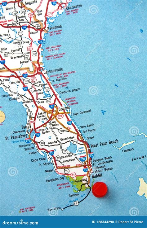 Mapa de Florida con Tampa y Miami