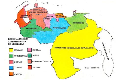 Mapa de Venezuela con sus regiones gastronómicas