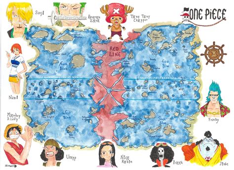 Mapa del mundo de One Piece con ubicaciones clave de las sagas