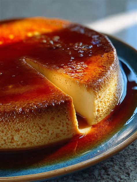 flan napolitano desmoldado sobre un plato