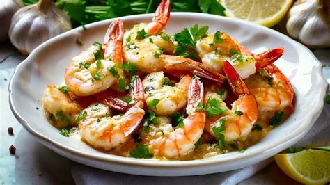 Camarones al ajillo servidos en una sartén de barro con ajo y perejil