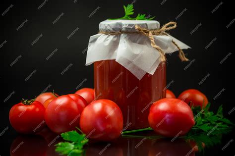 Dulce de tomate casero en un frasco
