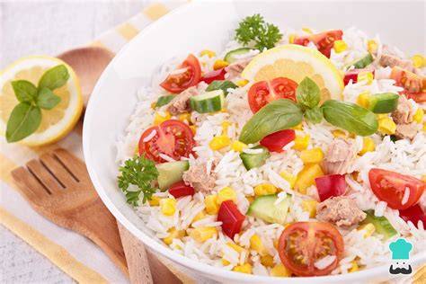 Ingredientes para ensalada de arroz con verduras