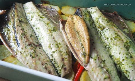 Caballas al horno con mojo canario