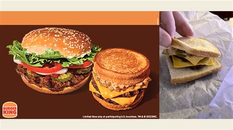Comparación de hamburguesa publicitaria y real