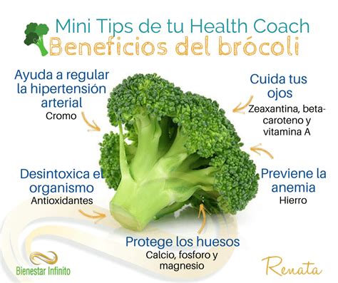 Tabla comparativa de los beneficios del brócoli para la salud y la cosmética.