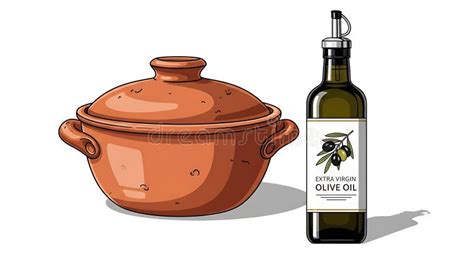 Botella de aceite de oliva junto a una olla con pasta