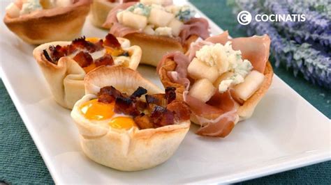 Huevos al horno en tartaletas con diferentes acompañamientos