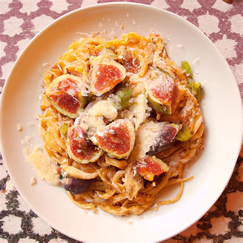 Plato de pasta con calabaza e higos caramelizados
