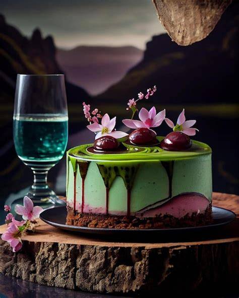 Decoración de postres con glaseado verde pastel