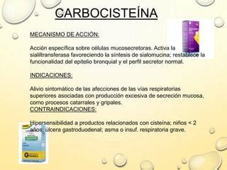 Esquema de la acción de la carbocisteína en el moco bronquial