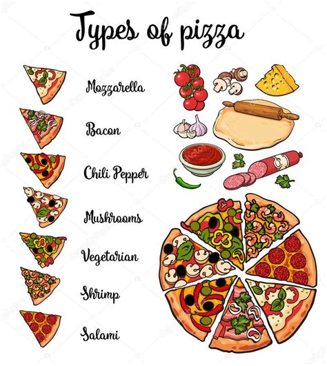 Diferentes tipos de ingredientes para pizza