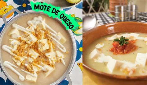 Mote de queso en un plato hondo con limón y cilantro