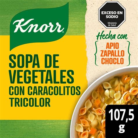 Sopa de caracolitos con diversas verduras