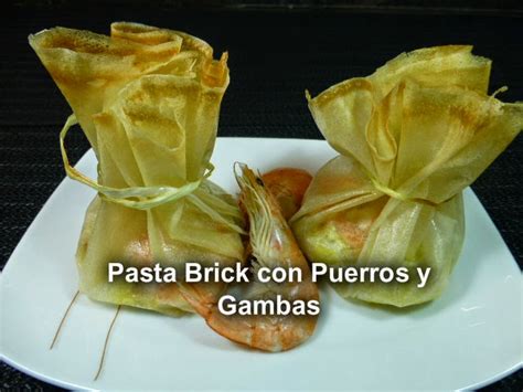 Langostinos y pasta brick