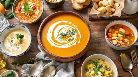 Variedad de sopas y cremas