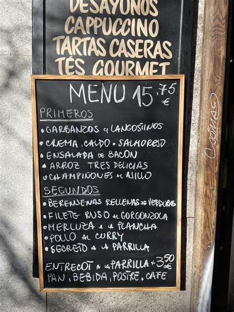 Menú del día con los precios del Bodegón de Madero