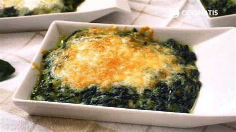 Gratén de espinacas con bechamel gratinado
