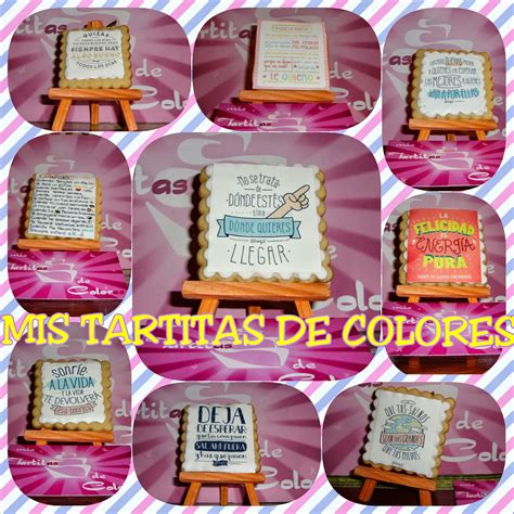 Variedad de tartas decoradas con frases inspiradoras