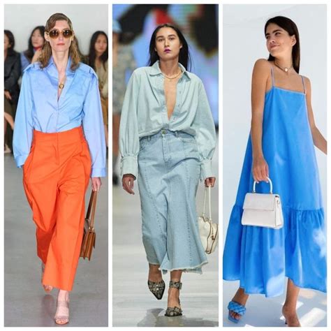Pasarela de moda con prendas en azul pastel